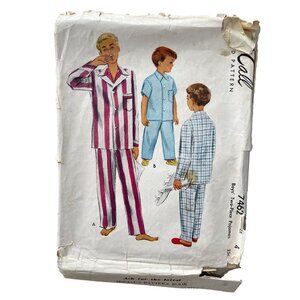 Vintage McCall 7462 Sewing Pattern Boys Two Piece Pajamas Size 4 Vintage UNCUT